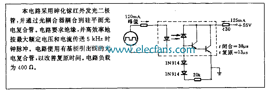 脈沖光電耦合器電路圖(能傳送5000HZ時鐘脈沖) http://www.www27dydycom.cn