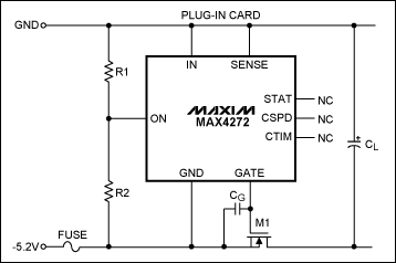 圖3. 單通道負電源熱插拔電路不具備斷路器功能，可調(diào)節(jié)開啟電壓。