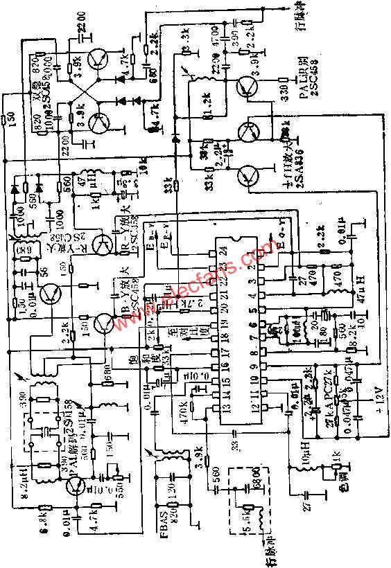 KC580C彩色解碼電路的應(yīng)用電路圖 www.www27dydycom.cn