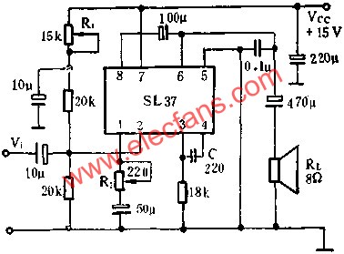 SL37音頻功率放大電路的應用  www.www27dydycom.cn