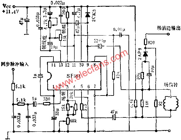 SF581場掃描電路的應(yīng)用電路圖  www.www27dydycom.cn