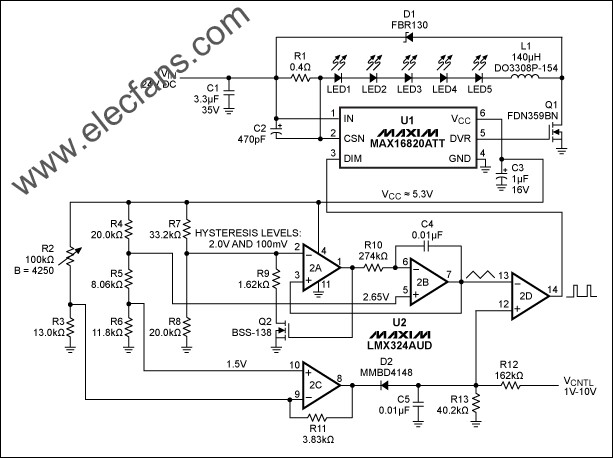 PWM直流電壓控制的高亮度LED調(diào)光 www.www27dydycom.cn