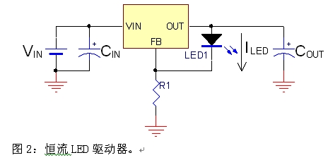圖2：恒流LED驅(qū)動器。