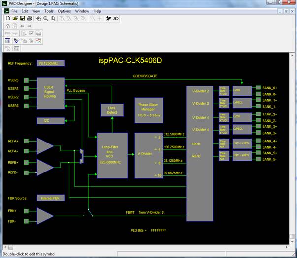 圖2：PAC-Designer 5.2中顯示的萊迪思ispClock5406D框圖。