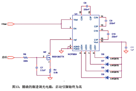 精確的漸進(jìn)調(diào)光電路：?jiǎn)?dòng)引腳始終為高