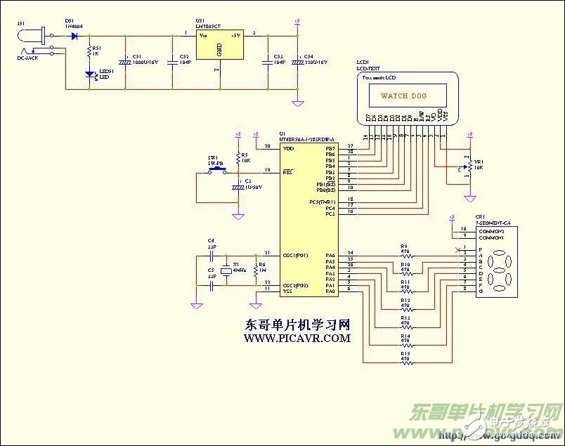 基于HT48R50A的LED點陣+LCD顯示程序